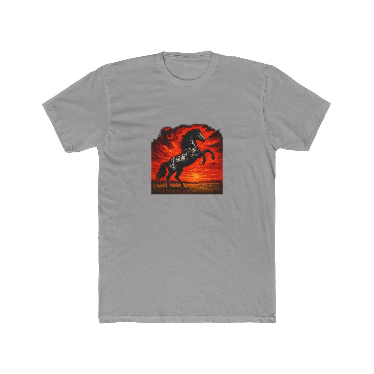 Rearing Black Horse Sunset Graphic T-Shirt - Official t-shirts merchandise