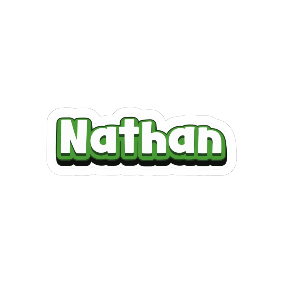 Bold Nathan Name Green Outline Sticker - Official stickers merchandise