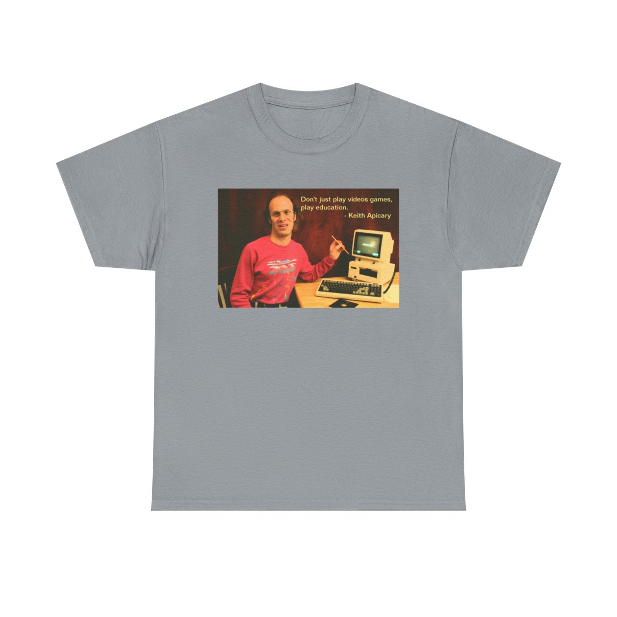 Keith Apicary Retro Computer Photo Tee | Vintage Tech Humor T-Shirt Nathan Barnatt - alternate angle 5, merchandise