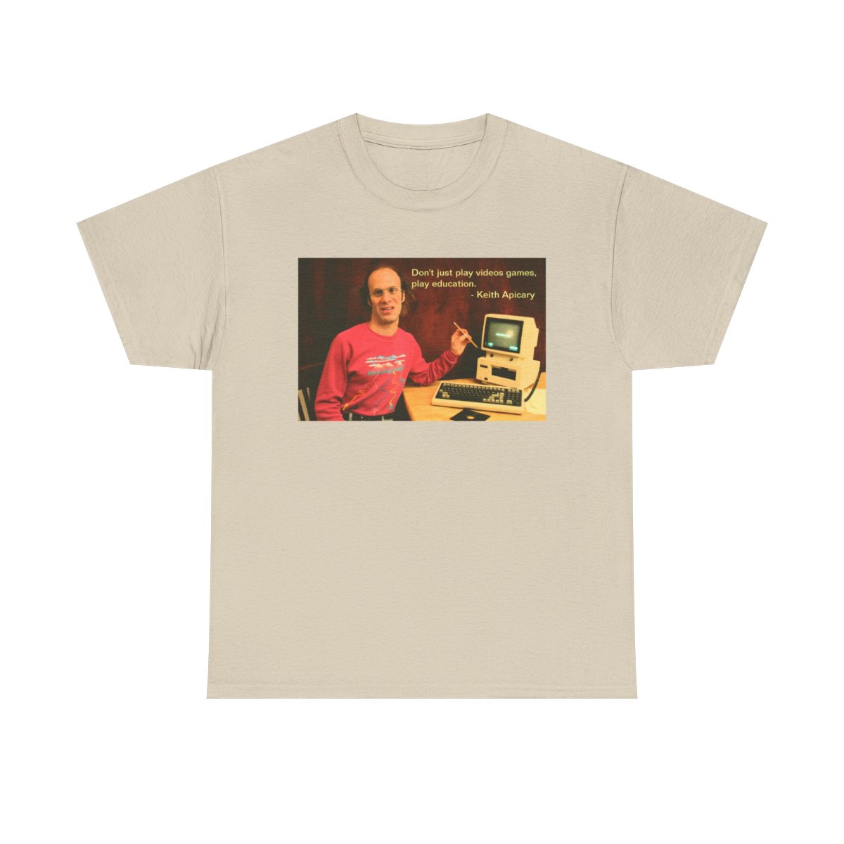 Keith Apicary Retro Computer Photo Tee | Vintage Tech Humor T-Shirt Nathan Barnatt - alternate angle 3, merchandise