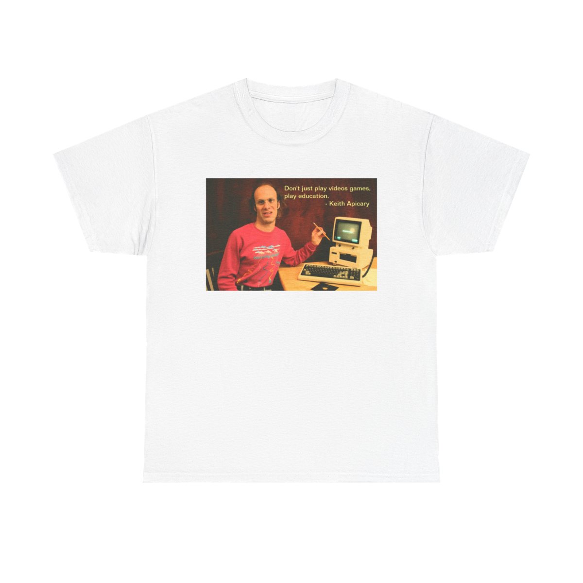 Keith Apicary Retro Computer Photo Tee | Vintage Tech Humor T-Shirt Nathan Barnatt - Official T-Shirts merchandise