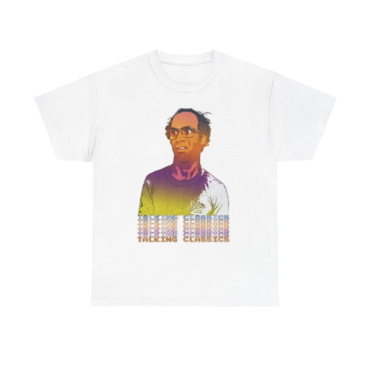 Retro Portrait Tee | Gradient Pop Art Face, Text Grid Graphic Nathan Barnatt - Official T-Shirts merchandise