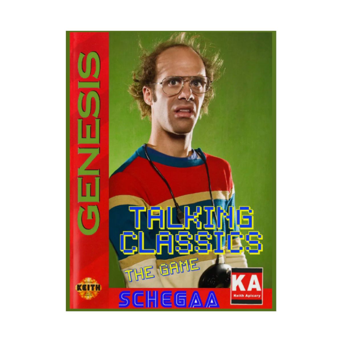 Talking Classics video game poster Rolled Poster | Retro Sega Genesis style, Schegaa artwork Nathan Barnatt - alternate angle 1, merchandise