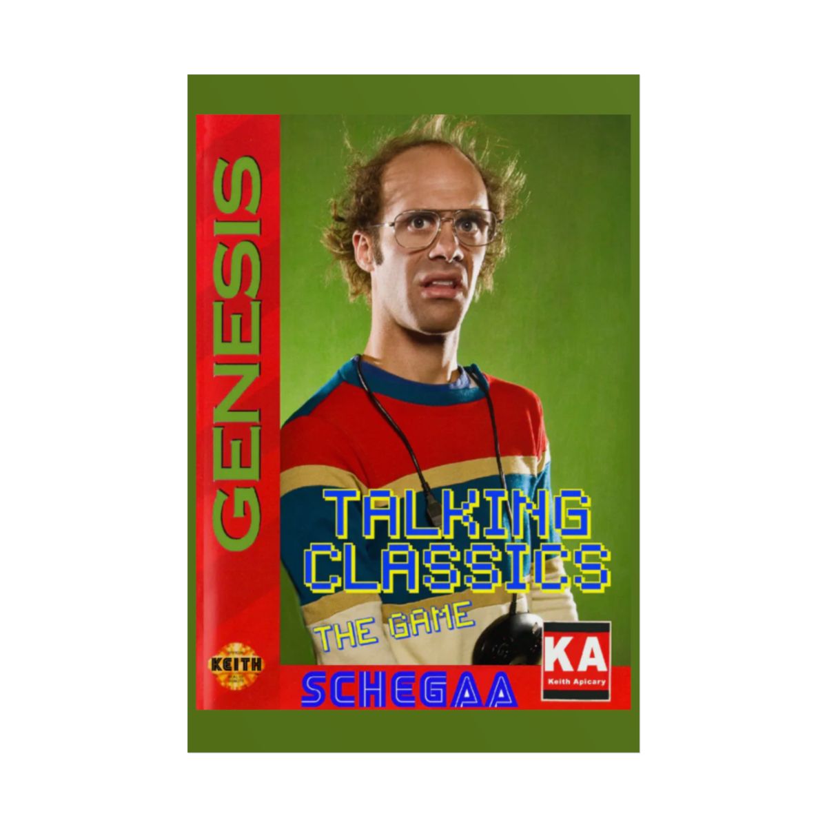 Talking Classics video game poster Rolled Poster | Retro Sega Genesis style, Schegaa artwork Nathan Barnatt - alternate angle 2, merchandise